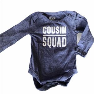 NWOT “Cousin Squad” Onesie